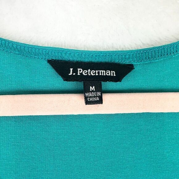 J. Peterman Asymmetrical Hem Midi Dress Size Medium Teal Lagenlook Sleeveless - Picture 4 of 5